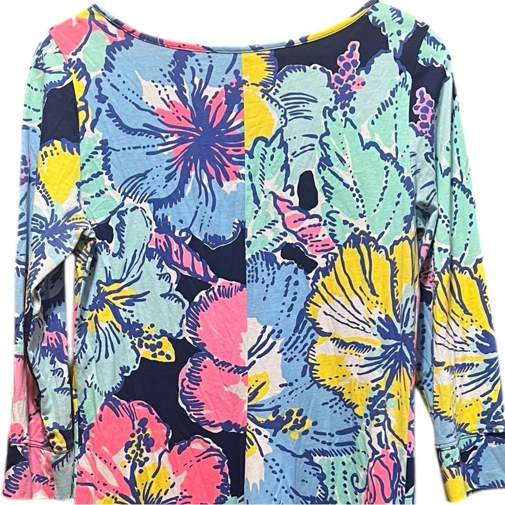 Lilly Pulitzer Marlowe Dress Navy Big Flirt Hibiscus Floral Print Size Medium - Picture 9 of 13